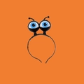 LED flashing alien headband with blue googly eyes on orange background for Halloween - Black