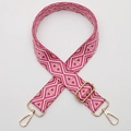 Adjustable pink and white geometric diamond woven shoulder strap with gold lobster clasps - No. 688 Gold Hook