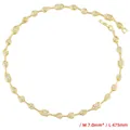 Detail of 7.0mm wide gold necklace with teardrop and octagon frames with clear crystals - Necklace / Gold White Zircon Necklace (VL462)