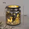 Christmas glass candle holder with silver reindeer patterns and warm LED lights - Medium / Silver
