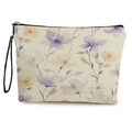 Borsa cosmetica floreale con fiori acquerello lavanda e cerniera nera in metallo - Stile Floreale Acquerello