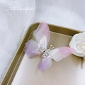 Elegant butterfly hair clip with gradient purple and pink translucent wings and rhinestones - Light Purple Butterfly Piece / Light Purple