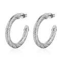 Elegant silver twisted rope hoop earrings made of titanium steel for women in chic style - Steel (MS-134)