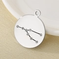Silver stainless steel round pendant with crystal constellation design on light fabric - Silver Taurus (KLJ4551-Z)