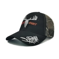 Men's black and camouflage baseball cap featuring deer hunt embroidery and curved brim - Black Antler