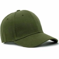 Detail of army green cotton twill baseball cap showing side profile and brim texture - Army Green