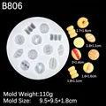 White silicone mold for 13 miniature pastries like croissants and sliced bread - Mini Bread Pastry Shaped Mold (B806) / Clear