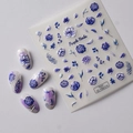 Détail des stickers 5D gaufrés pour ongles aux motifs d'herbes violettes avec texture 3D - Série d'Herbes Violettes (FEB-314)