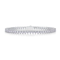 Classic silver Moissanite tennis bracelet featuring single row round cut stones on white background - Moissanite 3.0mm/0.1ct / 16.5cm