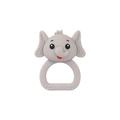 Grey elephant silicone baby teether with textured ears and an easy-grip handle - Elephant Rattle Teether / Gray