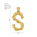 Letter S pendant in 18K gold plated stainless steel with irregular molten texture - Single Pendant S (Gold)