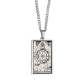 Vintage silver tarot pendant necklace featuring the Wheel of Fortune design in stainless steel - The Wheel of Fortune / Steel