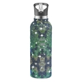 32oz stainless steel sport bottle covered in colorful green and blue rhinestones - Green Python Camo