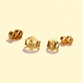 Golden S925 sterling silver butterfly earring backs with flower and cylinder shapes - 4mm 925 Silver Yellow Gold Plated / 1 Pair