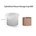 Silicone mold for DIY cylinder storage cup with house pattern and finished product - House Pattern