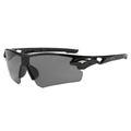 Stromlinienförmige schwarze Radsport-Sonnenbrille mit UV-Schutz und Sportrahmen - Schwarzer Rahmen Graue Gläser