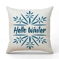 Funda de cojín de lino con texto Hello Winter y copos de nieve para decoración de Navidad - Copo de Neve Crema-Hello Winter