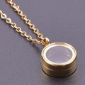 Golden stainless steel cylindrical glass locket pendant necklace with clear finish - Inner Diameter 10mm / Gold