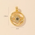 Goldener Anhänger Böser Blick mit blauen Kristallen, 2,8cm Höhe für DIY-Schmuck - Runder Ring mit Eingebettetem Auge Stil (43)