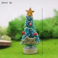 Miniature 7cm green sisal Christmas tree with gold star and Merry Christmas sign - 7cm Pentagram Top