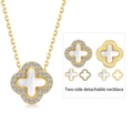 Collar de trébol en plata S925 desmontable de doble cara con nácar blanco natural - Plata 925 / Dorado