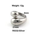 Offener Edelstahlring im Bambus-Design mit asymmetrischem Knotenmotiv in Silber - US 6 / Tropfenbohnen-Stil / Silber