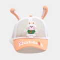 Dettaglio cappello sole rosa bimba con orecchie da coniglio 3D e rete traspirante bianca - 52cm (2-5 Anni) / Arancione