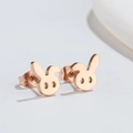 Pendientes de conejo en acero inoxidable de oro rosa con diseño de animal minimalista - Oro rosa