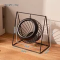 Hanging black metal fruit and coffee pod basket with stable triangular frame and dimensions - 1 Black Basket + Single Stand