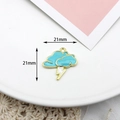 Blue cloud and white lightning enamel pendant with gold trim, size 21mm x 21mm - 21mmx21mm / Blue Lightning Cloud