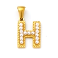 Letter H pendant in 18k gold plated finish with an elegant pearl inlay for jewelry DIY - Letter H Style (SP723G-H)