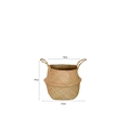 Handwoven seagrass basket with handles, top 18cm, height 19cm, and base 22cm diameter - Small (Diameter 17cm Belly 22cm) / Original Color