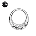 Polished silver F136 titanium hinged ring with hammered texture for nose or ear piercings - New Silver Hammered (Titanium)