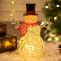 Leuchtender Weihnachts-Schneemann Tischdeko mit warmem LED-Licht und rotem Schal - Acryl Schneemann Roter Schal