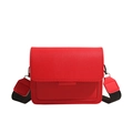 Classic red PU leather crossbody bag with wide woven strap and metal hardware details - Red