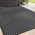 Dark grey non-slip door mat with circular texture for indoor and outdoor entry use - 45*75cm / Ripples-Gray