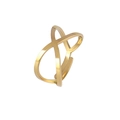 Minimalist gold-plated interlocking cross ring with an adjustable open-end band design - X-Cross-Gold