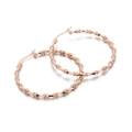 Elegant rose gold bamboo joint hoop earrings in polished titanium steel for women - Rose Gold Bamboo Joint Hoop Earrings (KE100433-KFC)