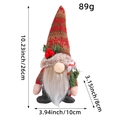 Kerstkabouter knuffel met rode gebreide muts, zuurstok en afmetingen in beeld - Baard stijl / Roodbruin