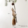 Realistic 32cm squirrel hanging ornament with fluffy tail for Christmas tree decor - Small Squirrel Climbing Pole