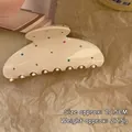 Grande pince à cheveux en acétate crème avec strass colorés pour cheveux épais 10,5cm - Style Demi-Cercle Strass Couleur / 10.5cm