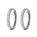 Paia di orecchini a cerchio in acciaio argento con zirconi tondi scintillanti - 14mm(9 Zirconi) / Argento