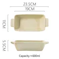 Ceramic rectangular baking dish with double handles, 600ml off-white stoneware tray - Double Handle Rectangular Plate