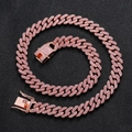 12mm Roségoldene Panzerkette mit rosa Strasssteinen auf schwarzem Hintergrund - 16 Zoll Roségold mit rosa Strass