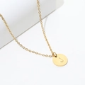 18k gold plated stainless steel necklace featuring a round pendant with letter J - Gold J