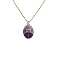 Collana placcata oro con ciondolo ovale viola e croce di zirconi colorati - Viola