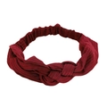 Elastic burgundy ribbed knit headband with stylish cross knot design for women - Burgundy