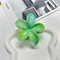 Green and yellow floral acetate hair claw clip with marble texture for thick hair - 8cm Flower Shape-Gradient Blue