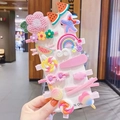Detailed view of colorful children's hair clips with flower, rainbow and fruit designs - 2# Pink Flower 14pcs Set