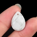 White turquoise water drop gemstone pendant with natural grey textures for DIY jewelry - Howlite